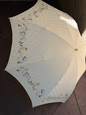 Fendi Vintage Cotton Embroidered Floral Parasol